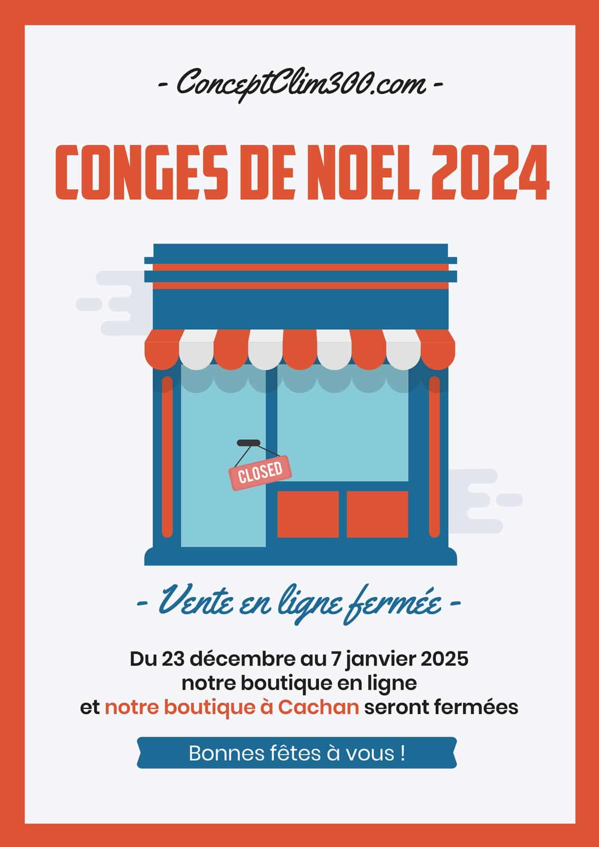 ConceptClim3000 affiche de fermeture en décembre 2024